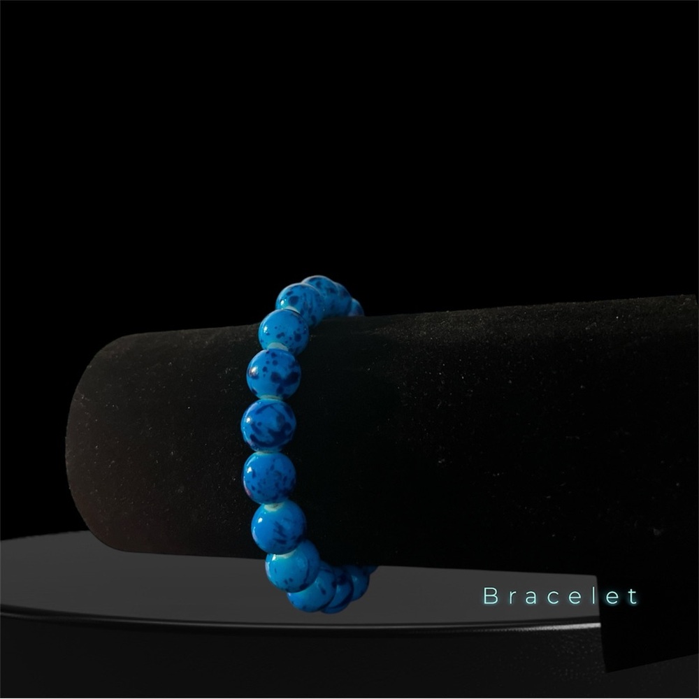 Fashion Jewelry Blue Beaded Bracelet Elastic Design